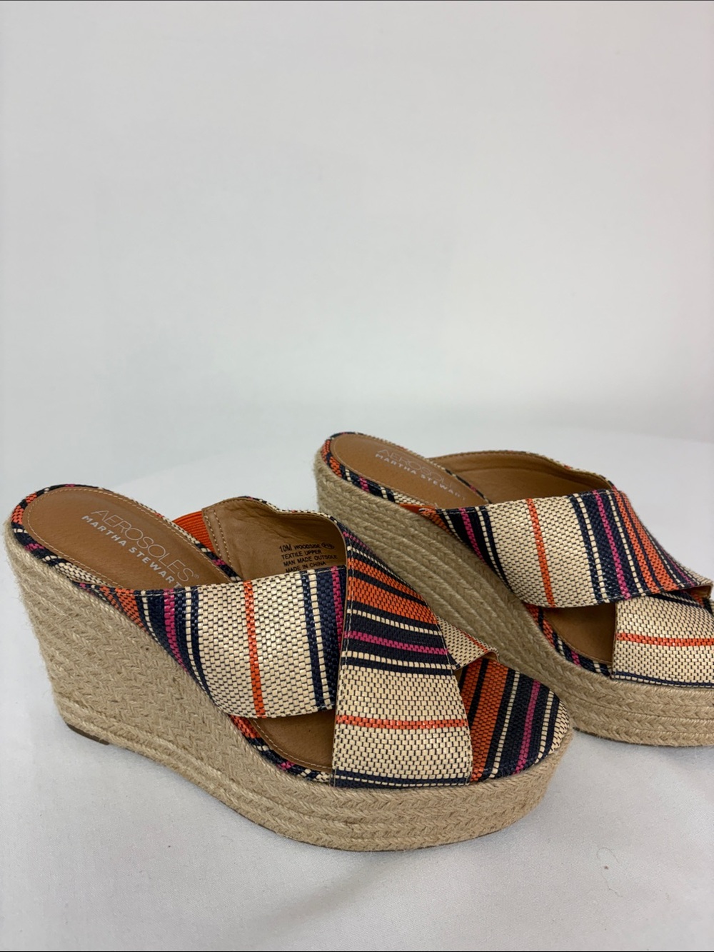 Aerosoles Martha Stewart Espadrille Wedge Sandals Striped Size 10M